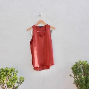 Olivaceous satin rust color blouse